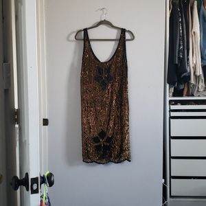 Gold sequin swim coverup